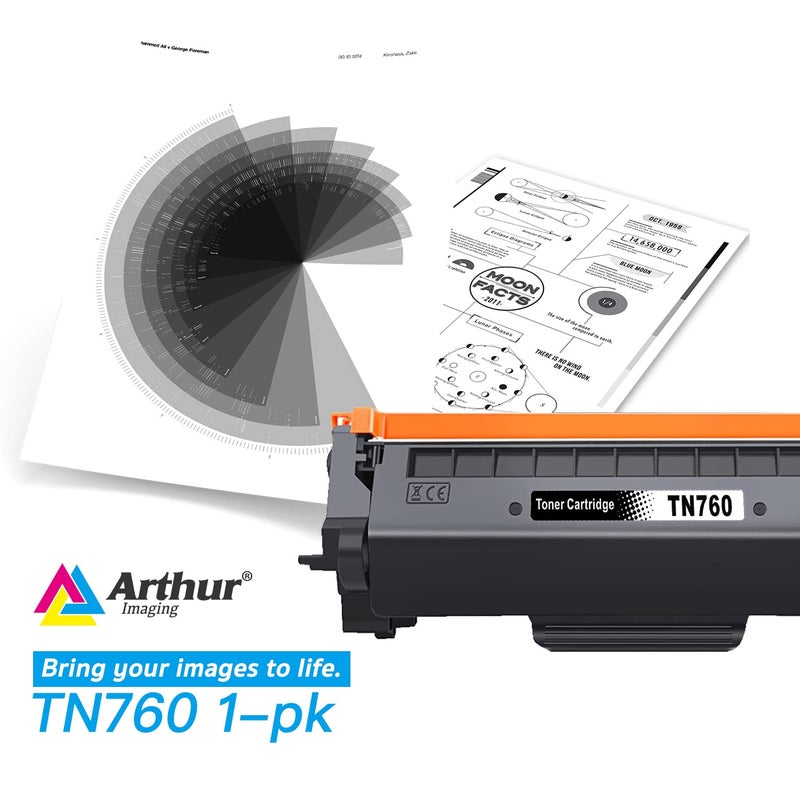 Arthur Imaging WITH CHIP Compatible Toner Cartridge Replacement for Brother TN760 TN 760 TN730 to use with HL-L2350DW HL-L2395DW HL-L2390DW HL-L2370DW MFC-L2750DW MFC-L2710DW DCP-L2550DW (Black 1Pack) - Image 2